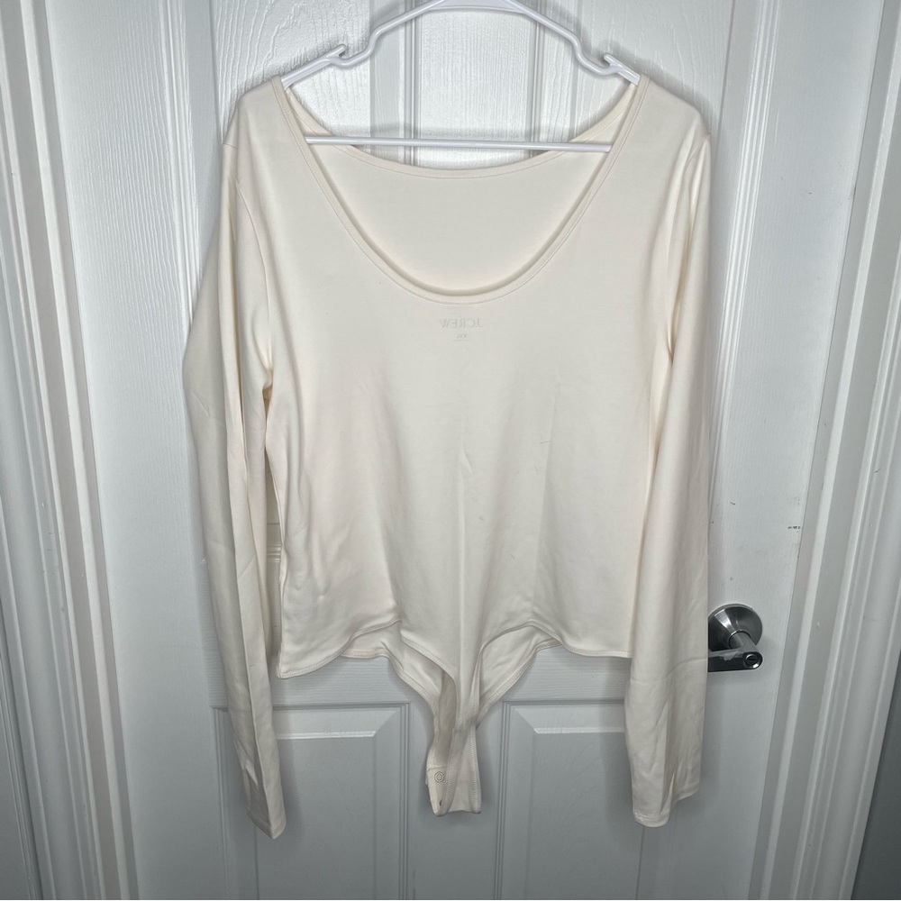 J. Crew Scoopback Bodysuit in Stretch Cotton Blend 2024 CD311 in Ivory XXL - Picture 3 of 12